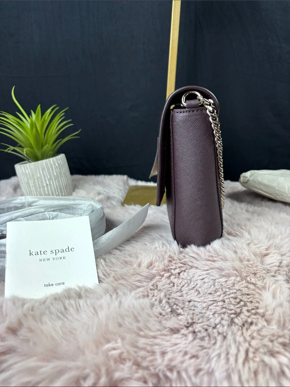 Kate Spade Laurel Way Greer Saffiano Leather Crossbody Bag Chocolate Cherry NWT
